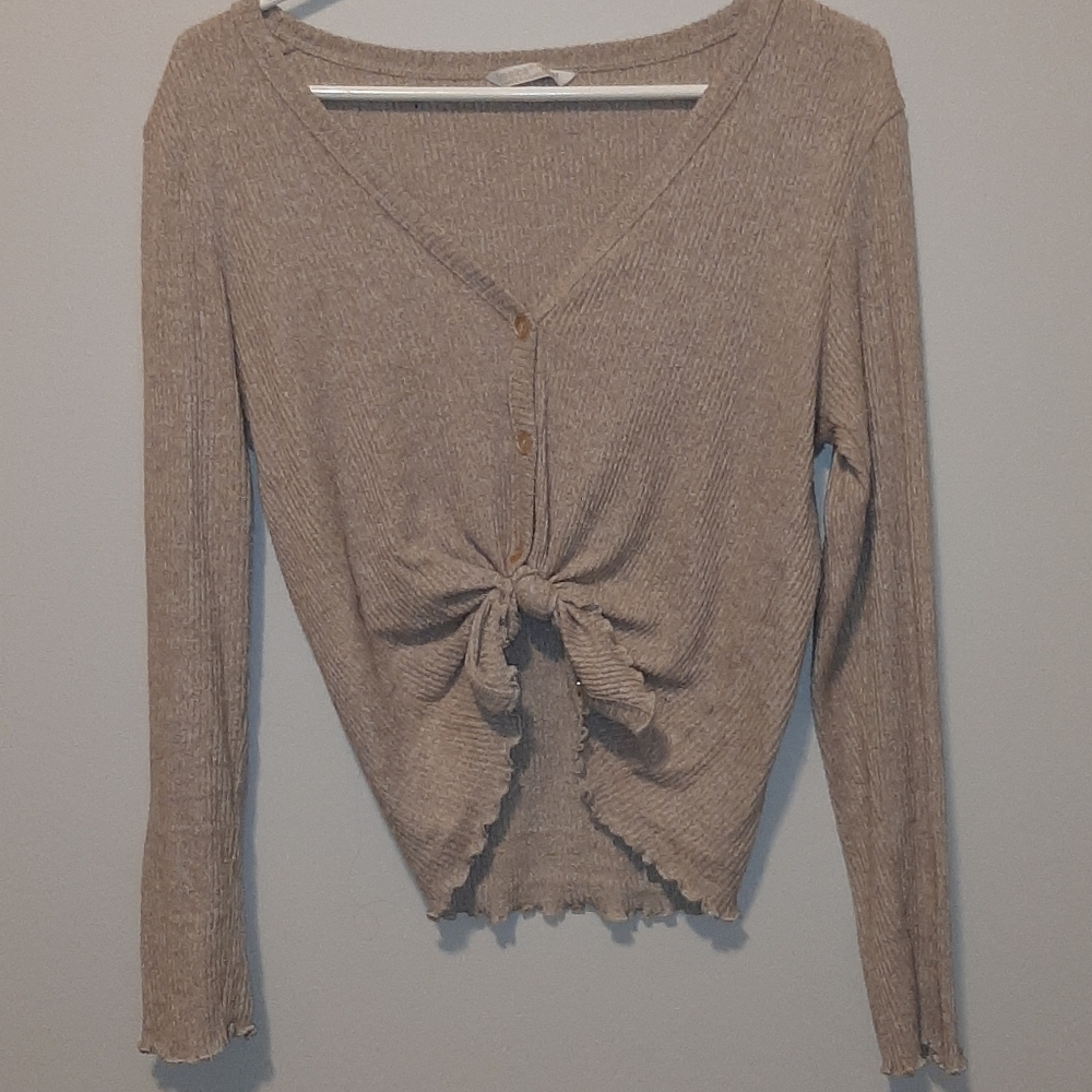 Long Sleeve Tied Up Button Up